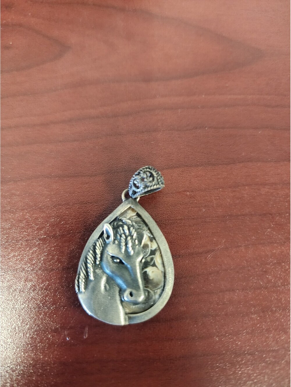 Vintage Silver Horse Head Pendant with Ornate Bail